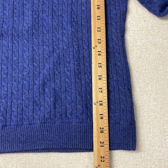 LOGG H&M Large Merino Blend cable knit Navy sweater Long sleeve Crew Neck - Picture 9 of 9